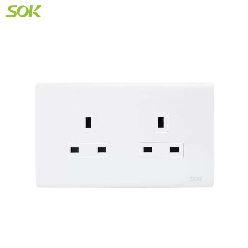 13A 250V 2 Gang BS Socket Outlets - White