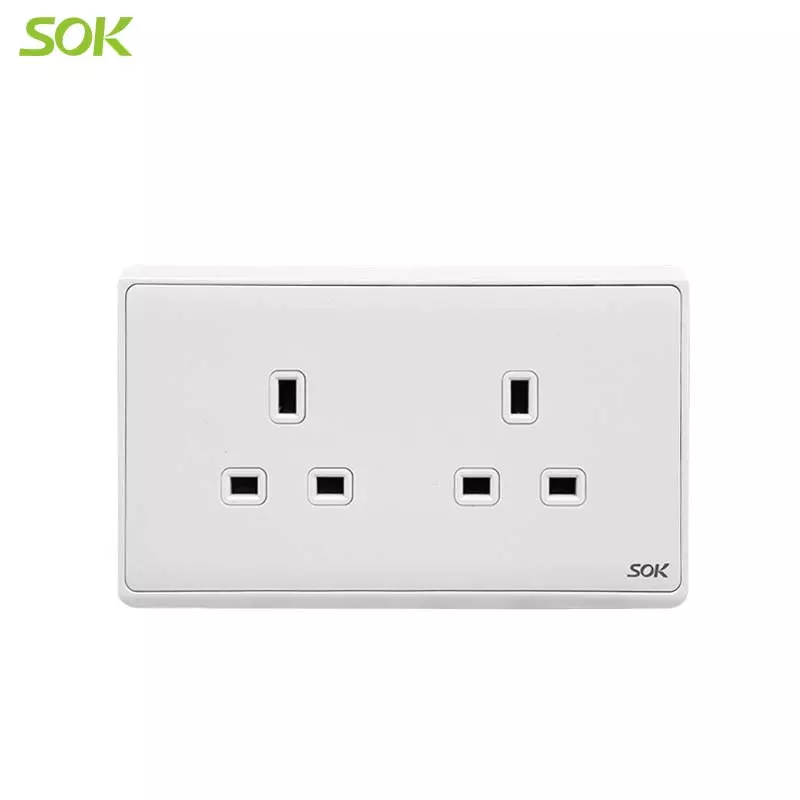 13A 250V BS Socket Outlets - 2 Gang White