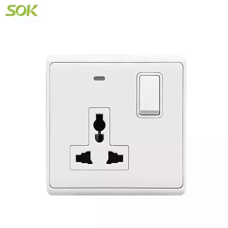 13A 250V Single Pole Switched Universal Socket Outlets with Neon - White