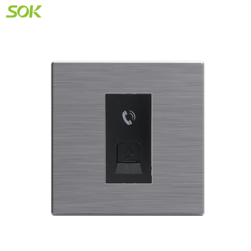 Stainless Steel TEL Socket Outlet 1 Gang - with Door