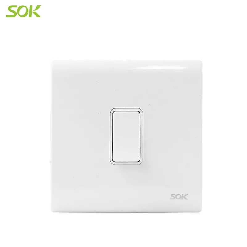 16AX 250V 1 Gang 1 Way Light Switch - White