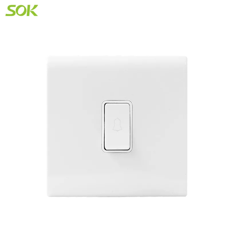 6A 250V 1 Gang Door Bell Switch - White