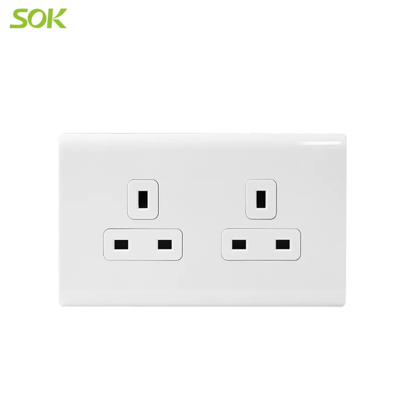 13A 250V 2 Gang BS Socket Outlets - White