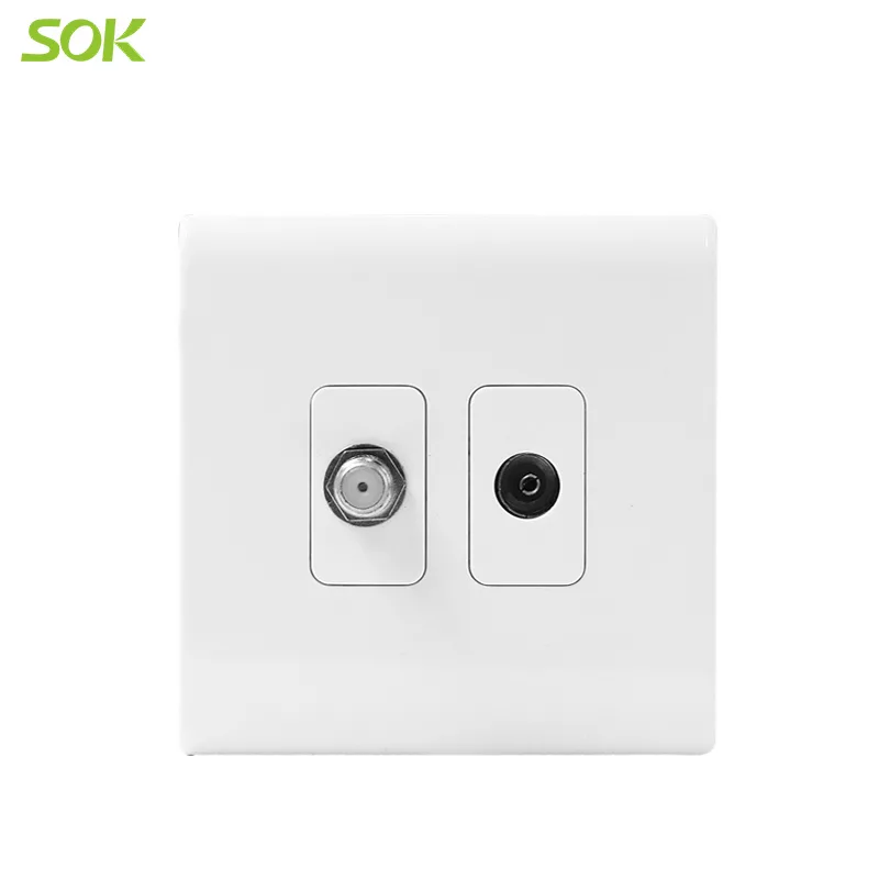 1 Gang TV + 1 Gang Satellite Socket Outlets - White