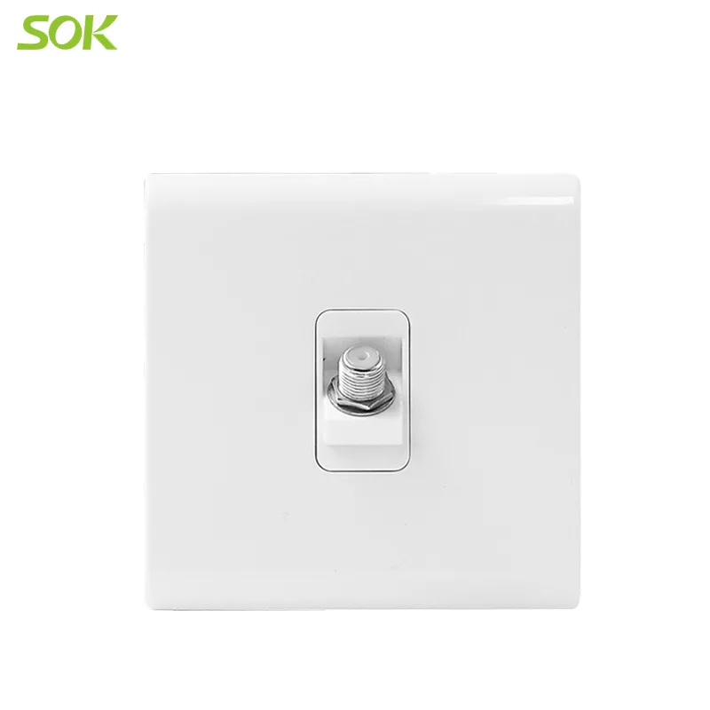 1 Gang TV Satellite Socket Outlet - White 45 degrees