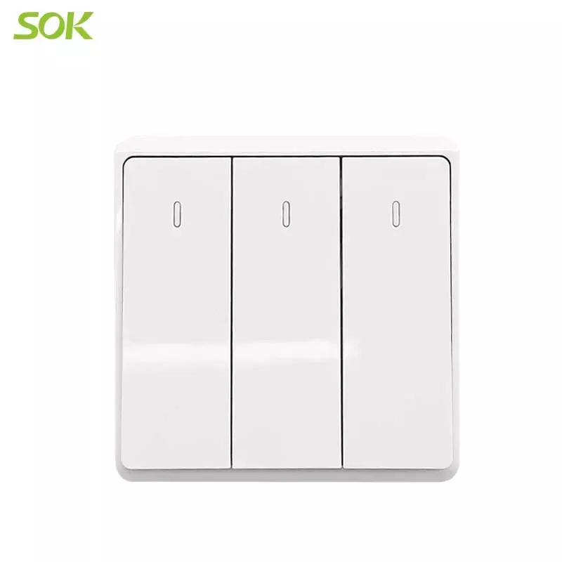 16AX 250V 3 Gang 1 Way Light Switch - White