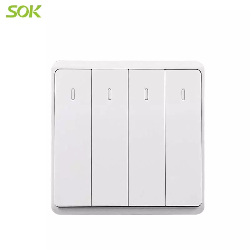 16AX 250V Light Switch 4 Gang 2 Way - White