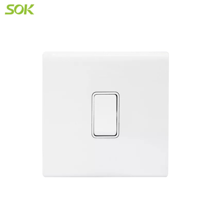 16AX 250V 1 Gang 1 Way Light Switch - White