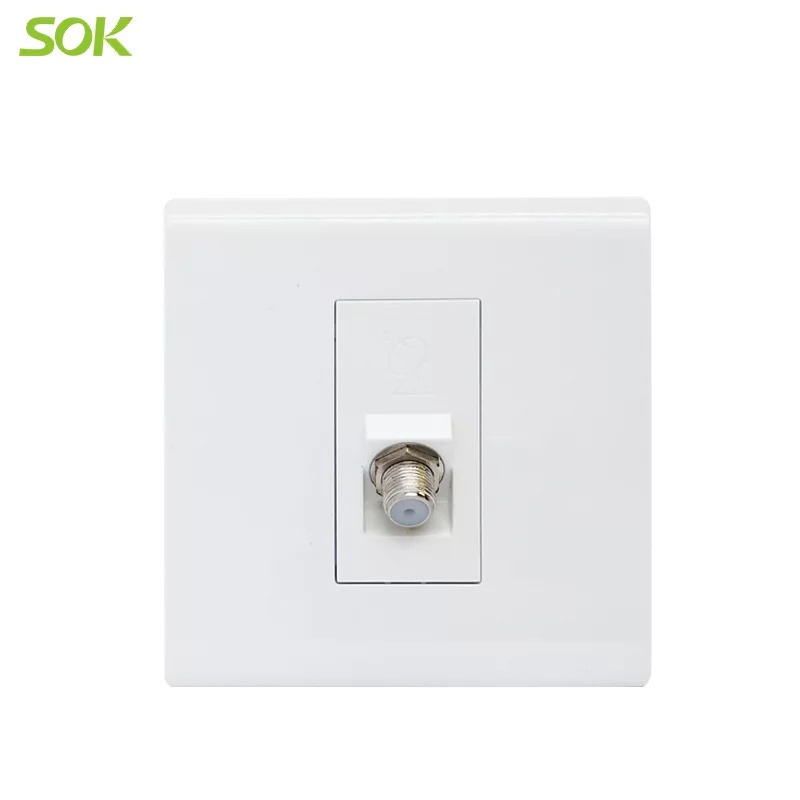 1 Gang TV Satellite Socket Outlet 45 degrees - White