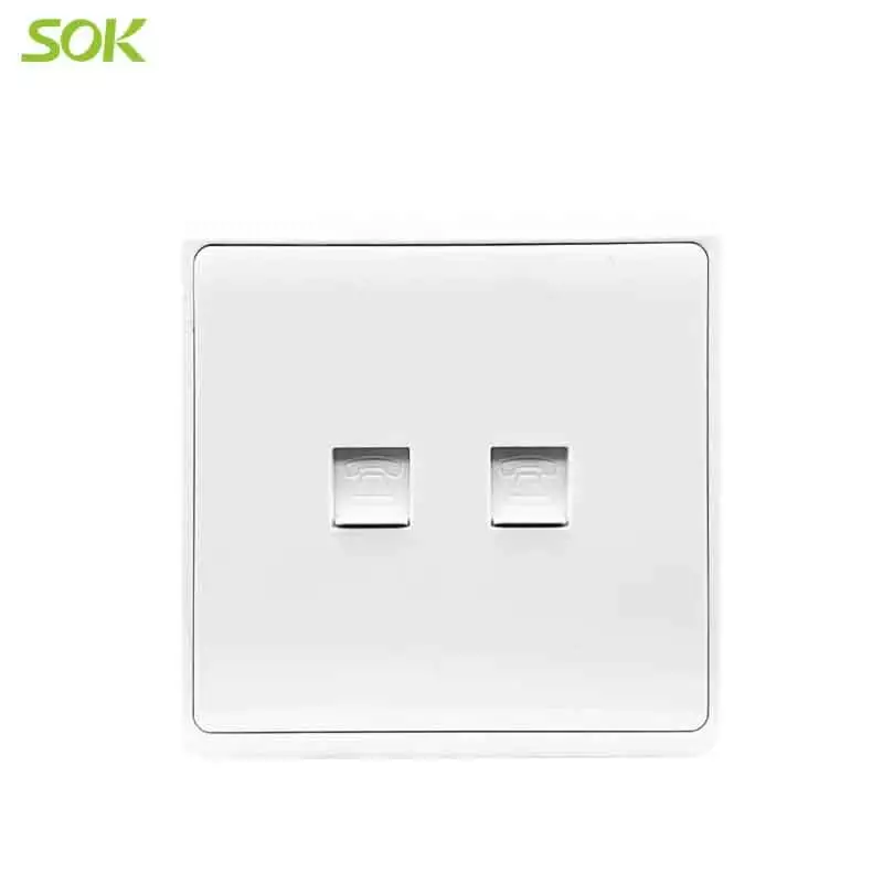 2 Gang RJ11 TEL Socket Outlets - White