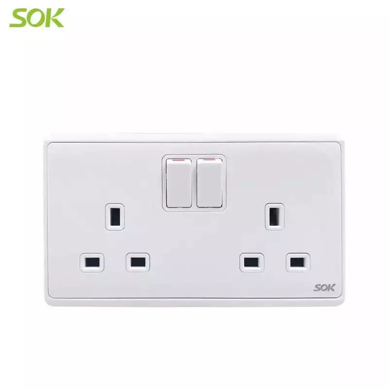 2 Gang Switch 13A BS Power Outlet