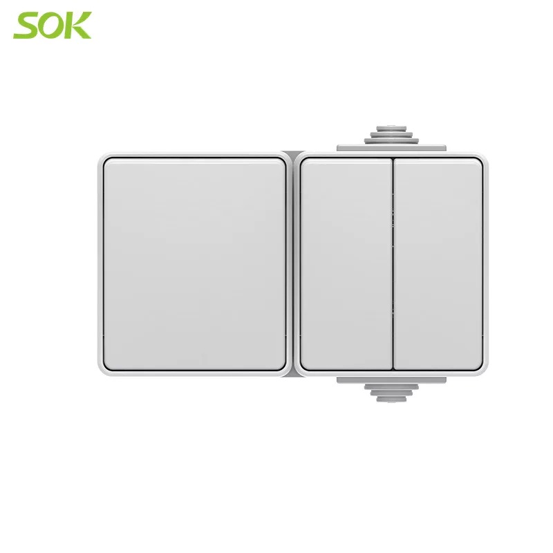 IP65 1 Way Switch and 2 Gang Double Way Light Switch Surface Moleunting  Horizontal Type