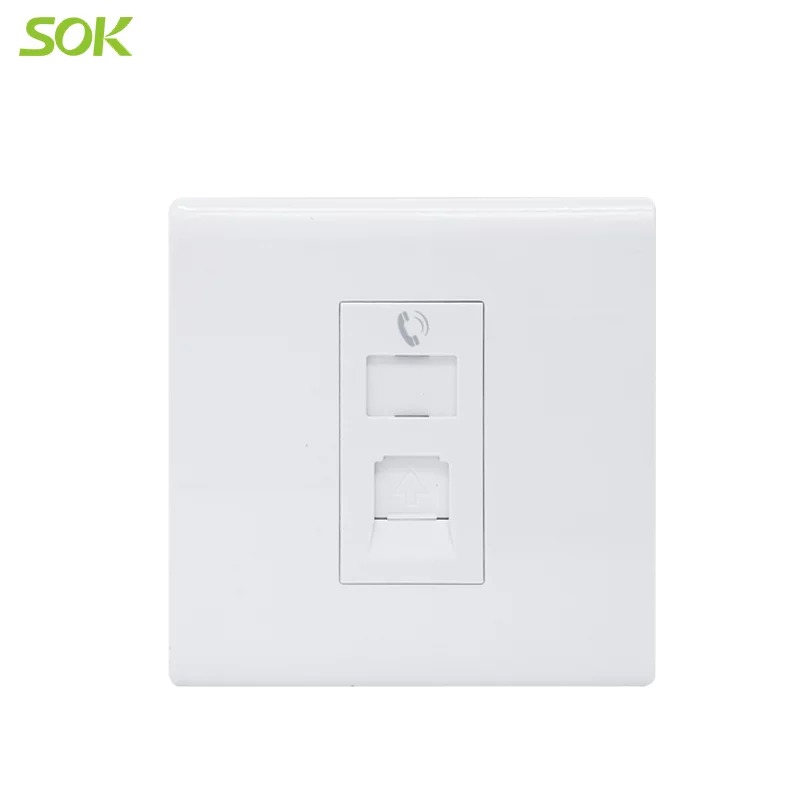 RJ11 TEL Socket Outlet - White 1 Gang