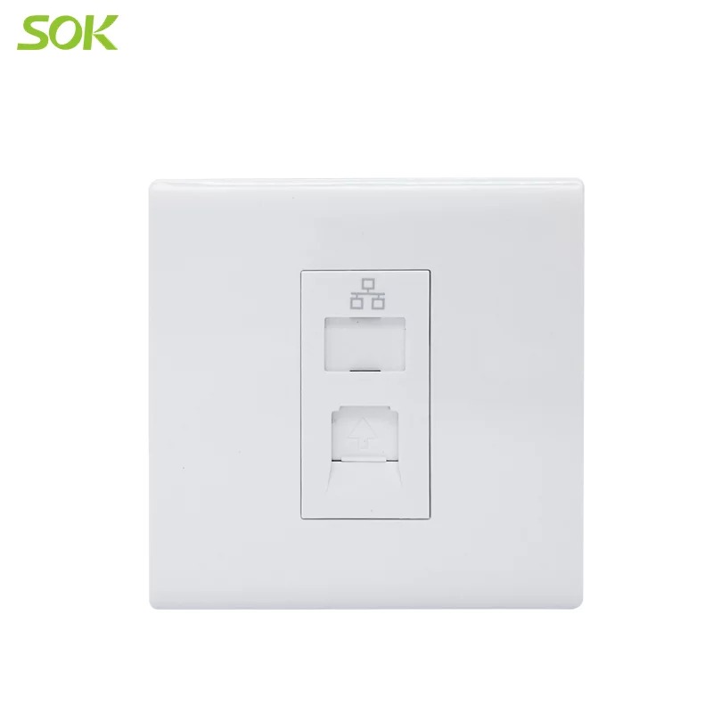 RJ45 LAN Socket Outlet - White 1 Gang