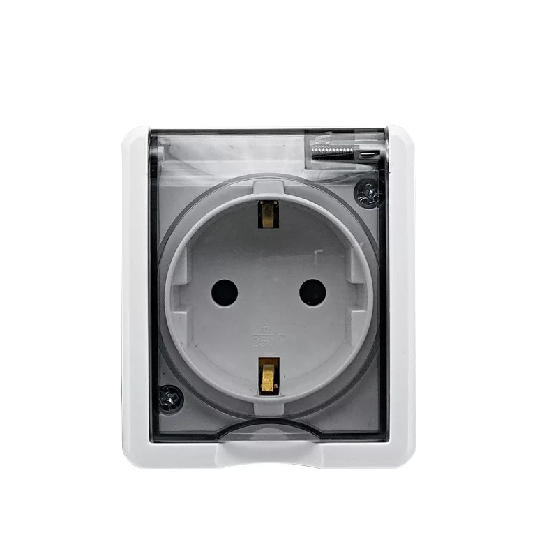 Single Schuko Power outlet without shutter (Surface Mounted) IP44
