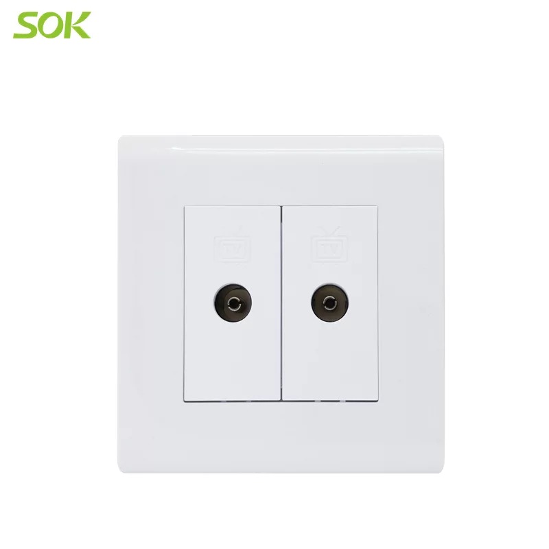 TV Socket Outlets - White 2 Gang