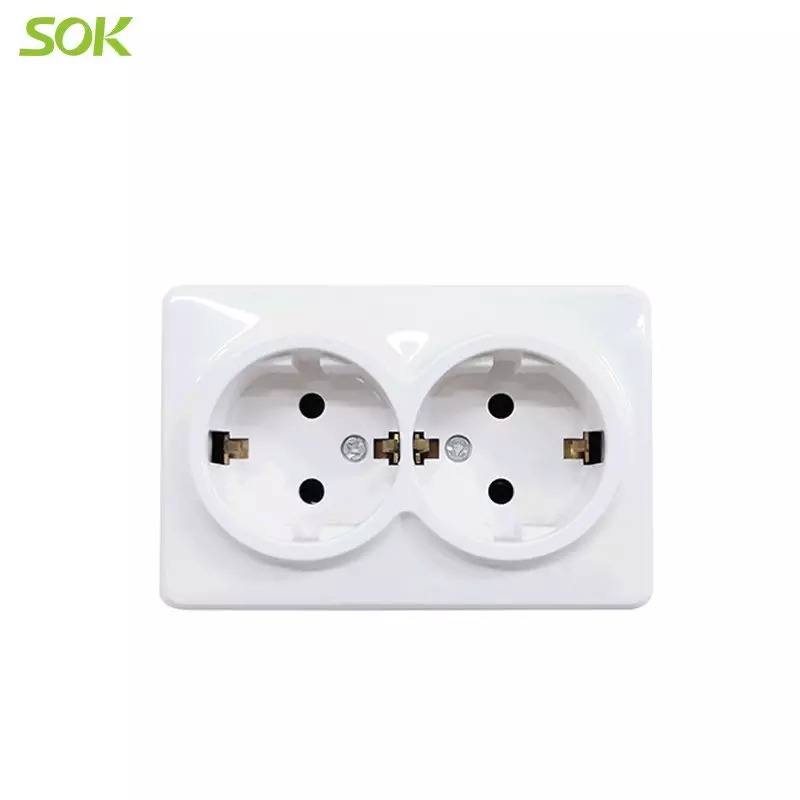 Twin Schuko Power Outlet with Shutter(Surface Mounted)