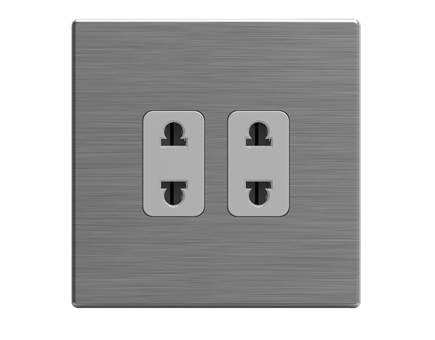 2G 2 Pin Universal Socket-Stainless Steel Cover