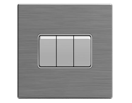 10AX Three Gang One Way Wall Switch with Stainless Cover