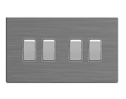 Four Gang One Way Light Switch with Stainless Frame