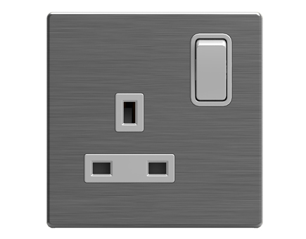 Single Gang Wall Switch and BS Socket-Stainless Steel Cover
