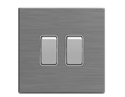Stainless Steel Cover Two Gang One Way Wall Switch