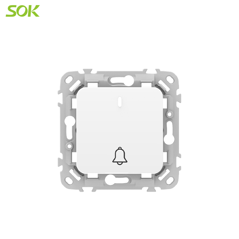 Front view of a doorbell switch with a light (pressure plate)