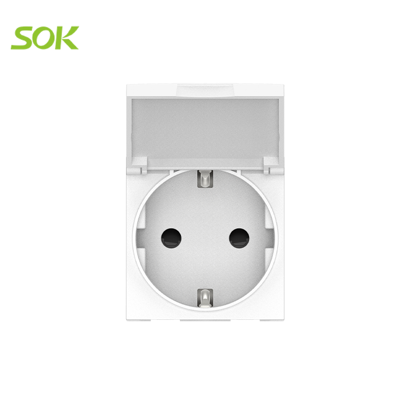Schuko Socket with Lid with Safety Shutter