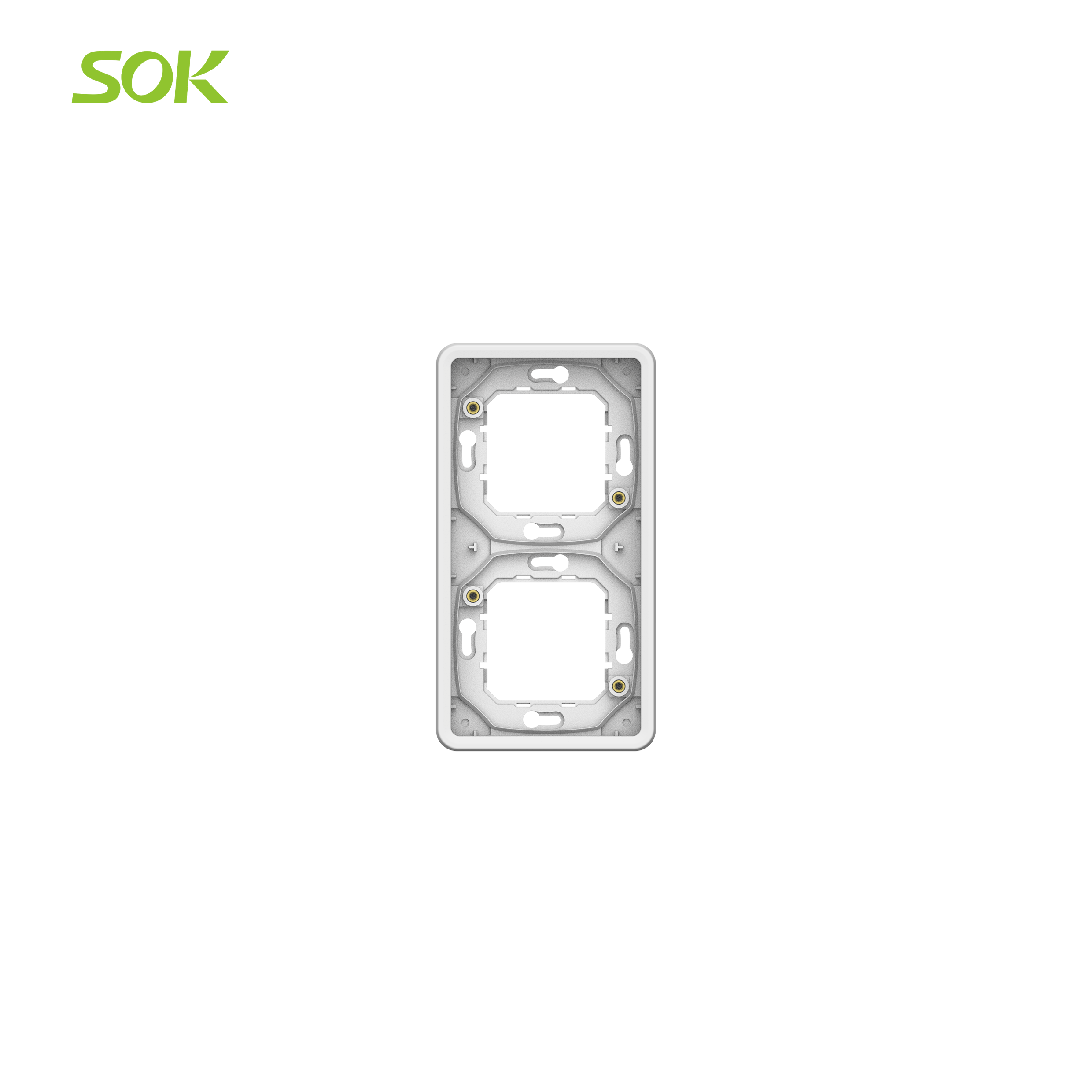2 Gang Flush Mounting Frame without Mounting Claw and Back cover (Vertical)