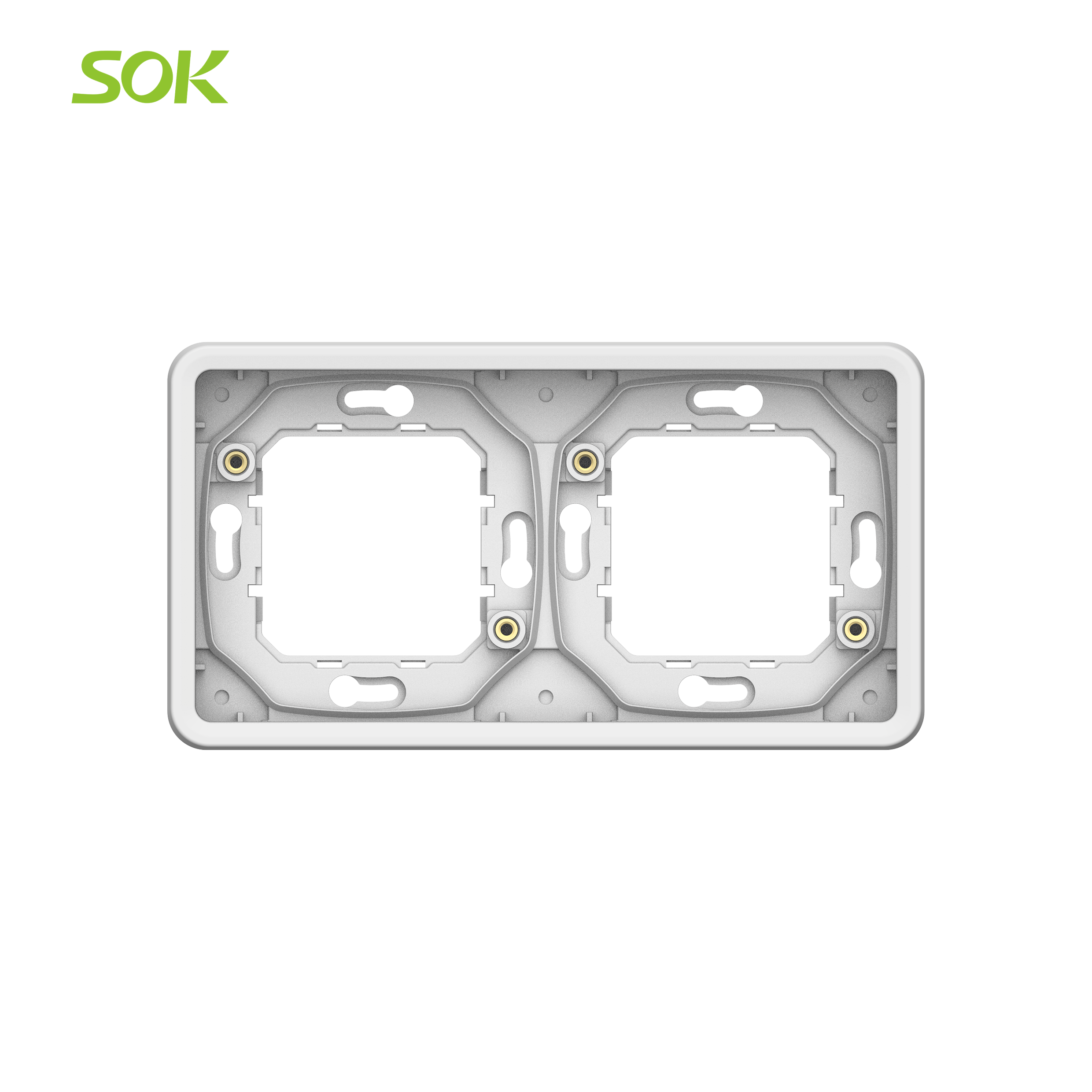 2 Gang Flush Mounting Frame without Mounting Claw and Back Cover (Horizontal)