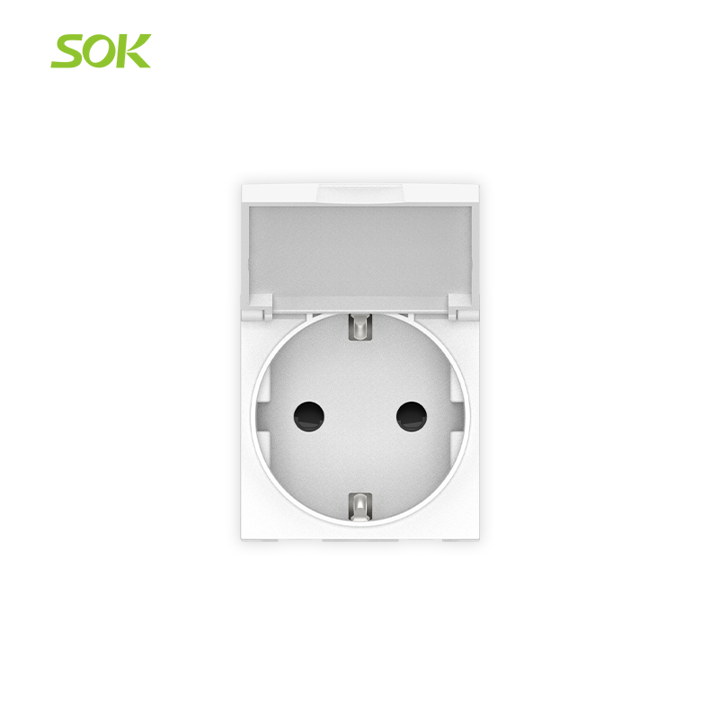 Single Schuko Power Outlet (with a Lid)